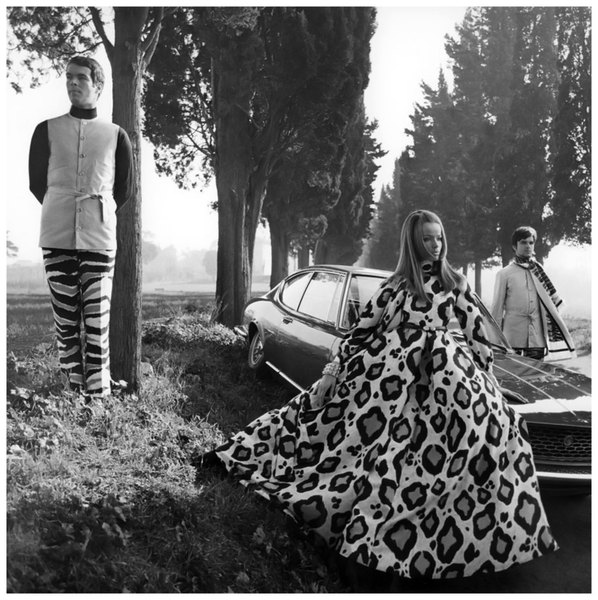 p-veruschka-wearing-large-leopard-print-pajama-gown-standing-next-to-a-fiat-dino-with-max-brunell-left-and-carlo-ortiz-right-franco-rubartelli-1969-condc3a9-nast-archive