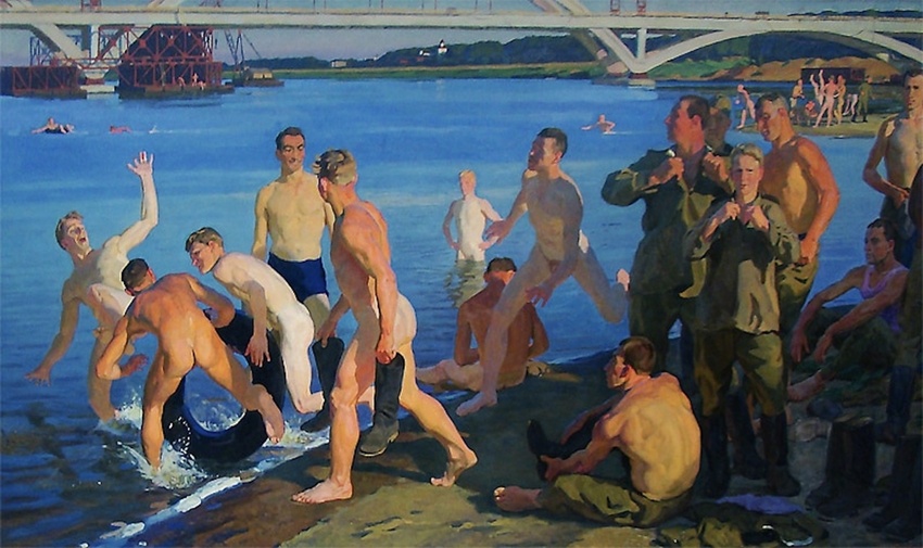 Dmitry Zhilinsky - Bathing Soldiers - 1959 - Soviet Culture and Society - Russian Revolution - USSR - Soviet Union - Peter Crawford